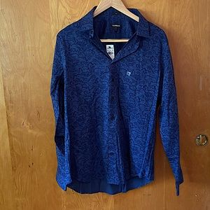 NWT Express Slim Fit Patterned Dress Shirt